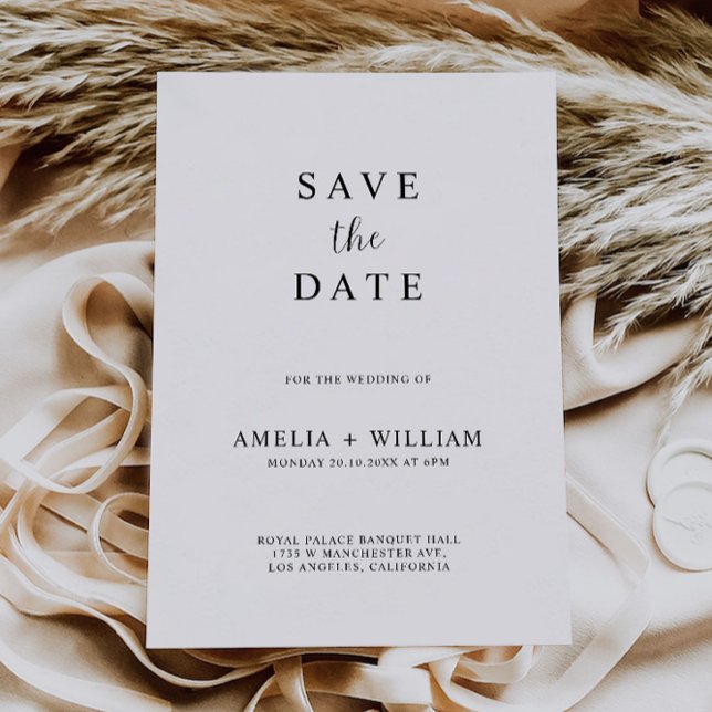 Minimalistisk inbjudan till Bröllop spara datum (Minimalist Wedding Save the Date Invitation)