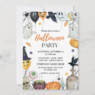 Minimalistisk inbjudan till Business Halloween fes