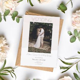 Minimalistisk inbjudan till Cream-fotobröllop