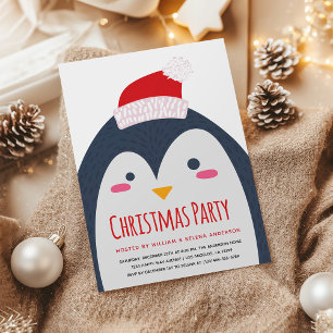 Minimalistisk inbjudan till Cute Penguin-julpartie