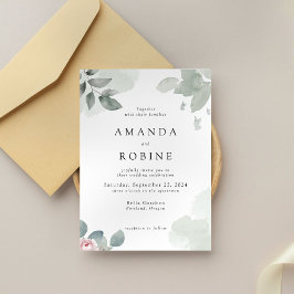 Minimalistisk inbjudan till Eucalyptus Greenery We
