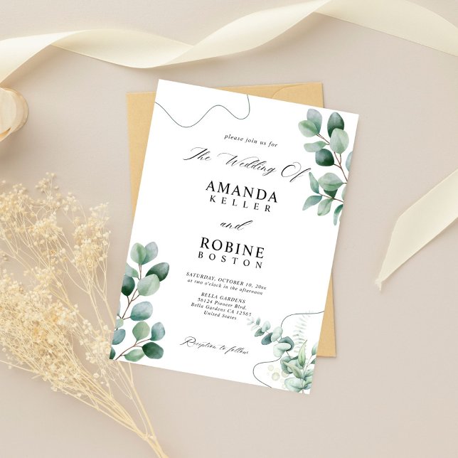 Minimalistisk inbjudan till Eucalyptus Greenery We (Skapare uppladdad)