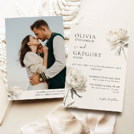 Minimalistisk inbjudan till fotobröllop med Guld P