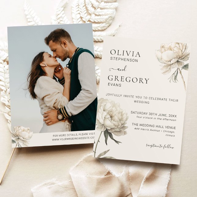 Minimalistisk inbjudan till fotobröllop med Guld P (Skapare uppladdad)