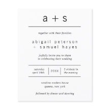 Minimalistisk inbjudan till fotobudgetbröllop