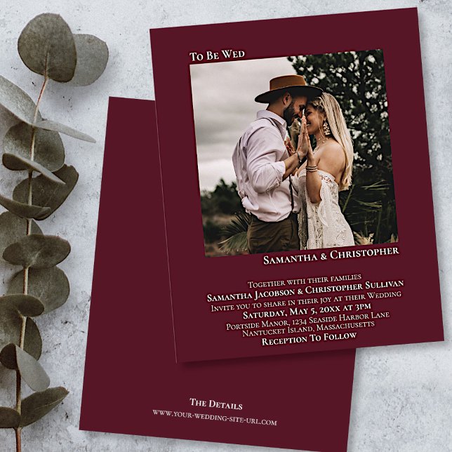 Minimalistisk inbjudan till fotoburgundy BUDGET-br (Skapare uppladdad)