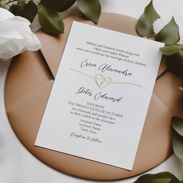 Minimalistisk inbjudan till Guld Black White Weddi (Skapare uppladdad)