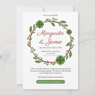 Minimalistisk inbjudan till julbröllop