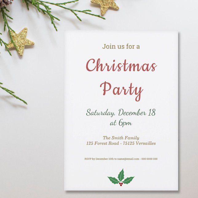 Minimalistisk inbjudan till julfest (Minimalist Christmas Party Invitation)