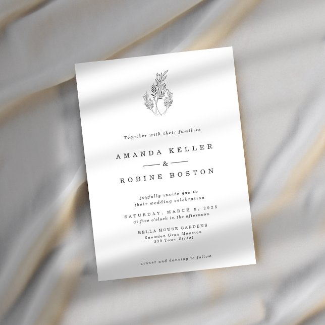 Minimalistisk inbjudan till konsthonsbröllop (Skapare uppladdad)