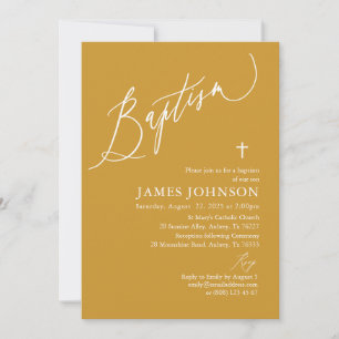 Minimalistisk inbjudan till Mustard Gult Baptism