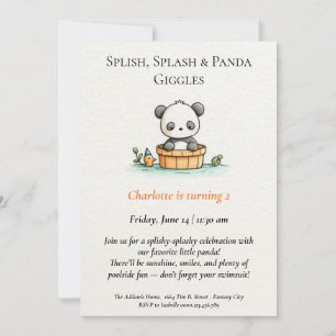 Minimalistisk inbjudan till Panda Bassäng-partiet