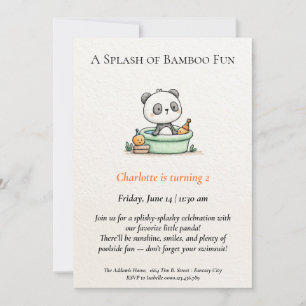 Minimalistisk inbjudan till Panda Bassäng-partiet