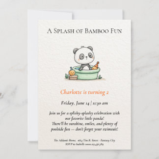 Minimalistisk inbjudan till Panda Bassäng-partiet