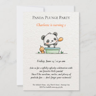 Minimalistisk inbjudan till Panda Bassäng-partiet