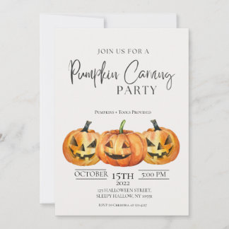 Minimalistisk inbjudan till Pumpkin Carving Party