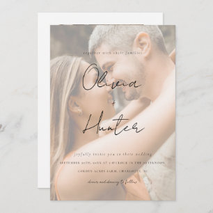 Minimalistisk inbjudan till QR-kod för fotobröllop