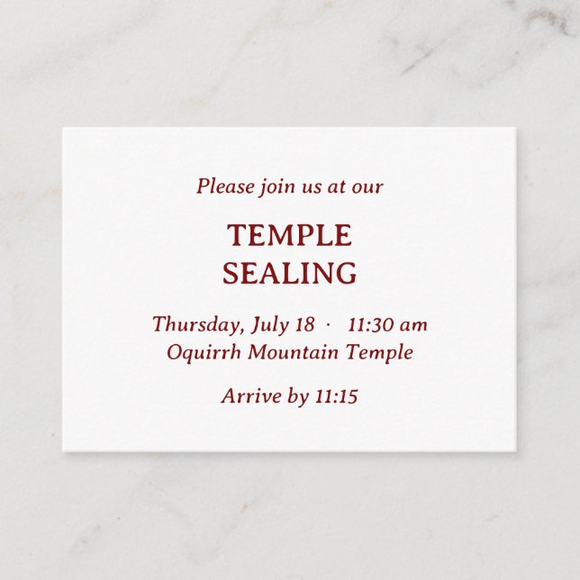 Minimalistisk inbjudan till Red & White Temple-för (Framsida)