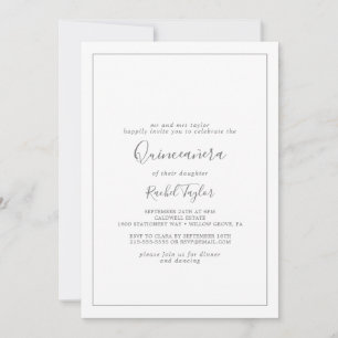 Minimalistisk inbjudan till Silver Quinceañera