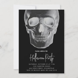 Minimalistisk inbjudan till Skull Halloween fest