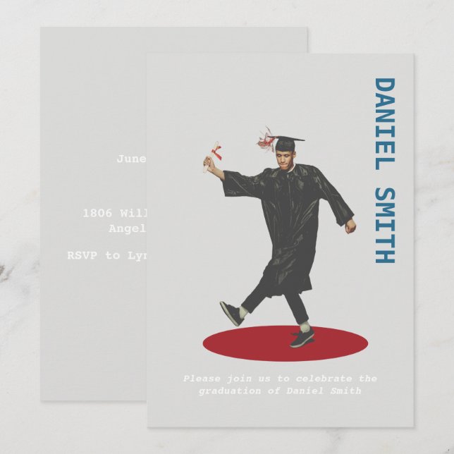 Minimalistisk inbjudan till Studenten (Fram/baksida)