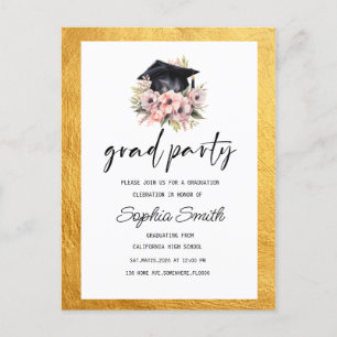 Minimalistisk inbjudan till Studenten, Elegant gul