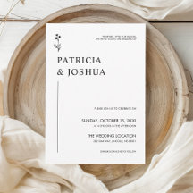 Minimalistisk inbjudan till svartvitt-bröllop