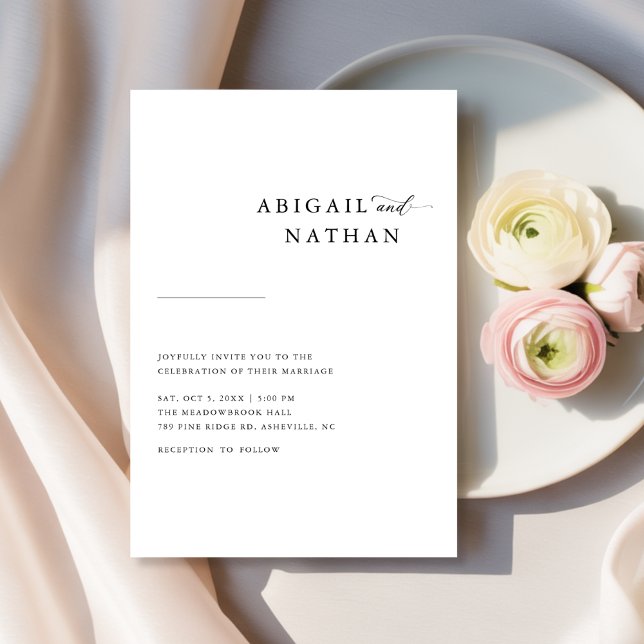 Minimalistisk inbjudan till svartvitt bröllop (Skapare uppladdad)