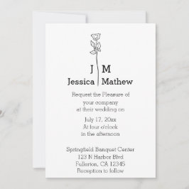 Minimalistisk inbjudan till svartvitt bröllop