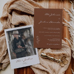 Minimalistisk inbjudan till terracotta Bohemian We<br><div class="desc">Den minimalistiska terracotta Bohemian Wedding-inbjudan är enkel,  modern och minimalistisk i stil,  en bröllopsinbjudan till terracotta-färgaden med löstagbar,  ritad bladmotif. Baksidan av inbjudan innehåller ett foto av paret.</div>