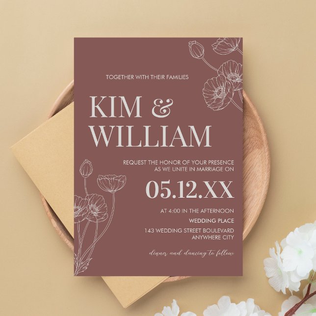 Minimalistisk inbjudan till terroristbröllop (Minimalist Terracotta Boho Wedding Invitation)