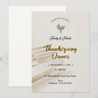 Minimalistisk inbjudan till Thanksgiving