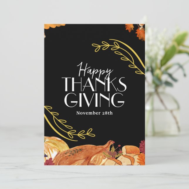 Minimalistisk inbjudan till Thanksgiving, Hölsedag (Stående Fram)