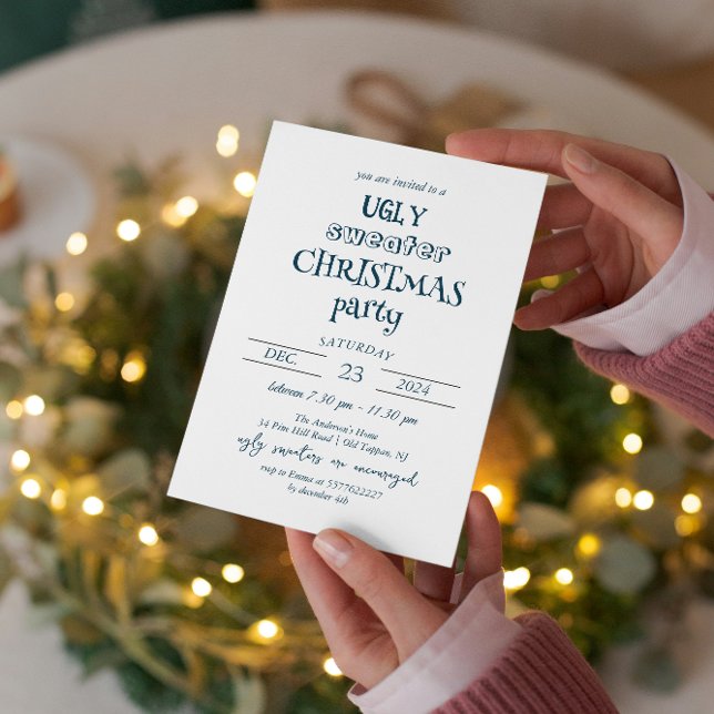 Minimalistisk inbjudan till Ugly Sweater-julfest (Skapare uppladdad)