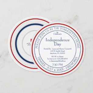 Minimalistisk Independence day Red, White och Blue Inbjudningar