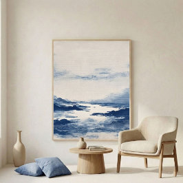 Minimalistisk Indigo Abstrakt Landskapsväggkonst Poster
