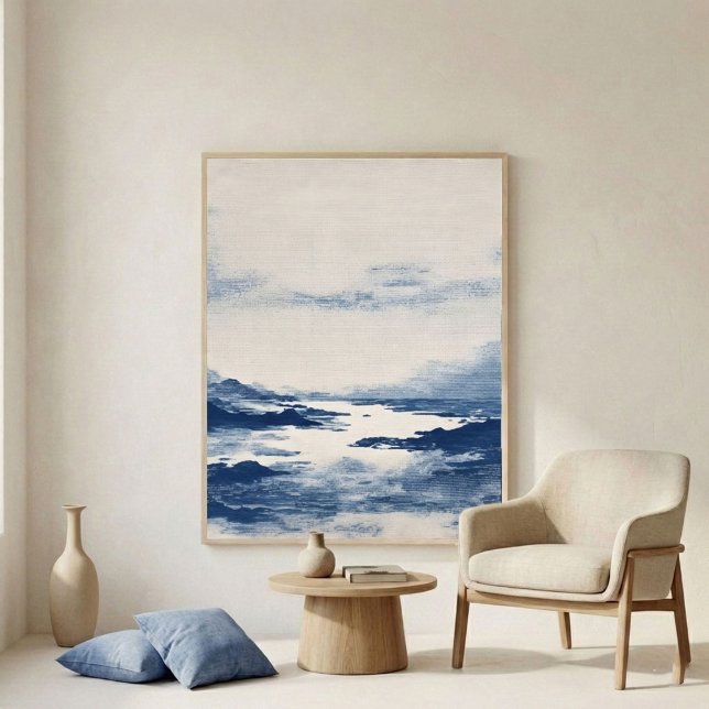 Minimalistisk Indigo Abstrakt Landskapsväggkonst Poster (Skapare uppladdad)
