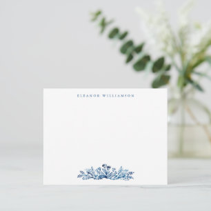 Minimalistisk indigo blå bläck Botanisk babyfirand Tack Kort
