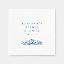 Minimalistisk Indigo Blå Bläck Botanisk Bröllopsfe Pappersservett