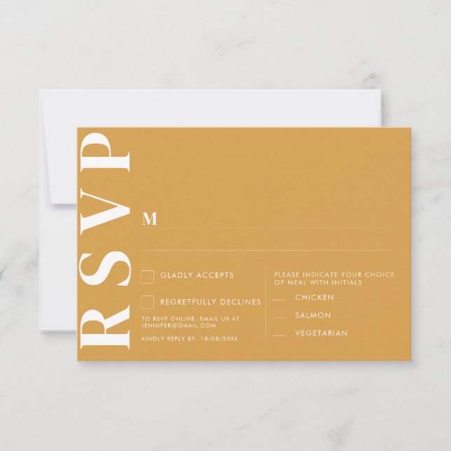 Minimalistisk indisk gul bröllops- RSVP-kort Inbjudningar (Framsida)