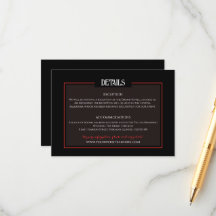 Minimalistisk information för svart och röd gotin 