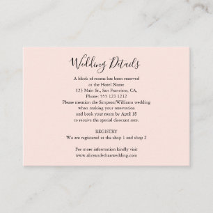 Minimalistisk information om Bröllop med foto Rosa Tilläggskort