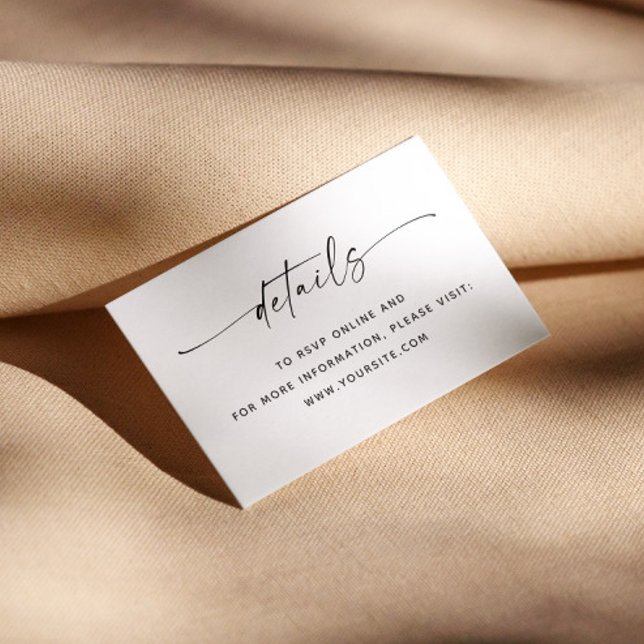 Minimalistisk information om rent skript bröllop + tilläggskort (Skapare uppladdad)