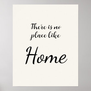 Minimalistisk Inget Ställe Som Hemma Vitt Poster