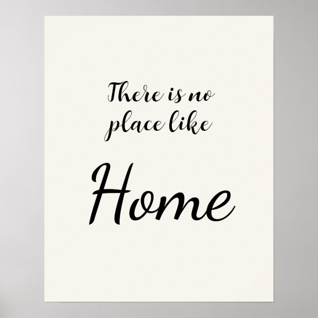 Minimalistisk Inget Ställe Som Hemma Vitt Poster (Framsidan)