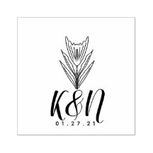 Minimalistisk initial logotyp för bröllop i blomst