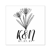 Minimalistisk initial logotyp för bröllop i blomst