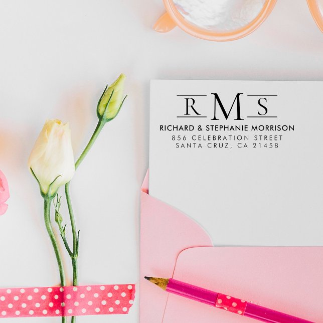 Minimalistisk Initialer Bröllop Returadress Stämpel (Skapare uppladdad)