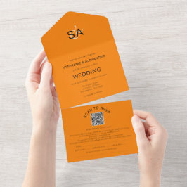 Minimalistisk Initialer QR-kod, hösten Orange Bröl