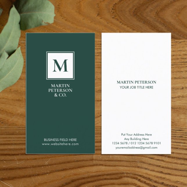 Minimalistisk inledande | Vita Ram på Mörk grönt Visitkort (Skapare uppladdad)